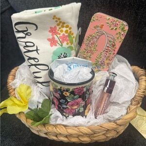 Multiples Floral Gift Basket with Pink and Black Accents